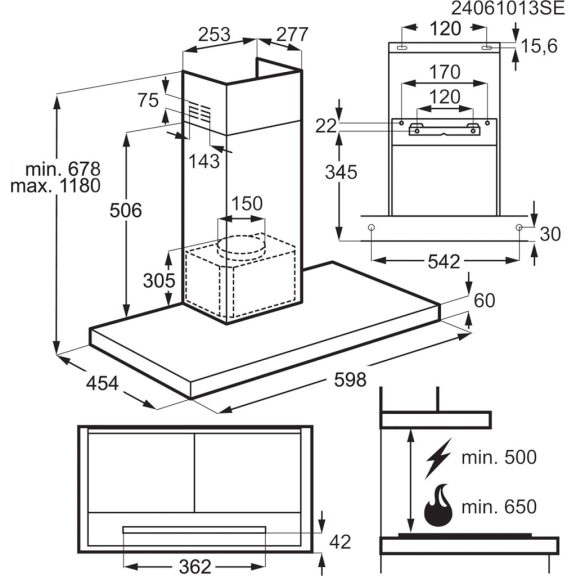 Electrolux LFT816K Fali kürtős páraelszívó