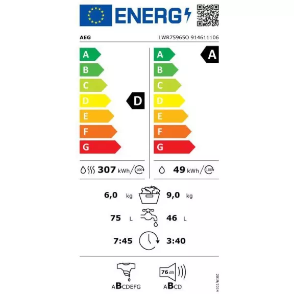 AEG LWR75965O UniversalDose mosó-szárítógép