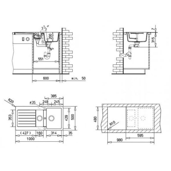 Teka Lugo 60 B TG Metál szürke gránit mosogatótálca
