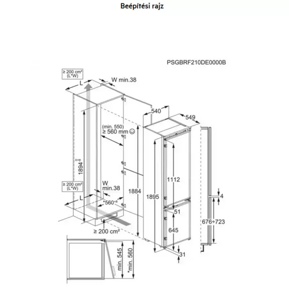 AEG NSC8M192DS Beépíthető alulfagyasztós hűtőszekrény