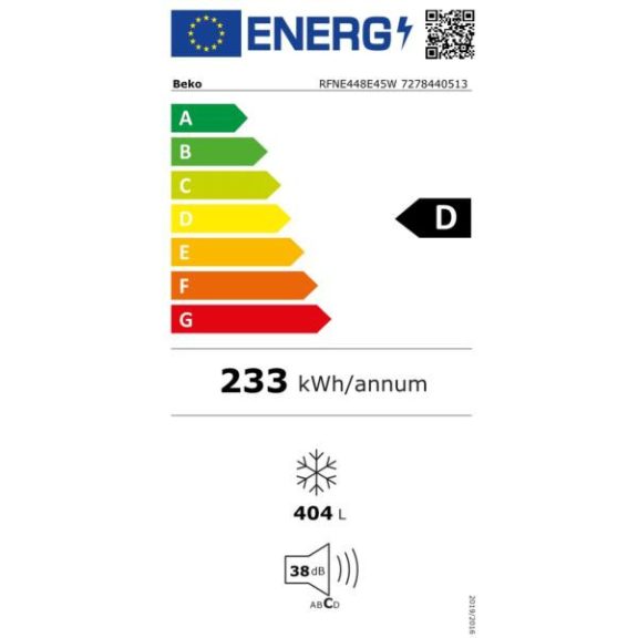 Beko RFNE448E45W Fagyasztószekrény