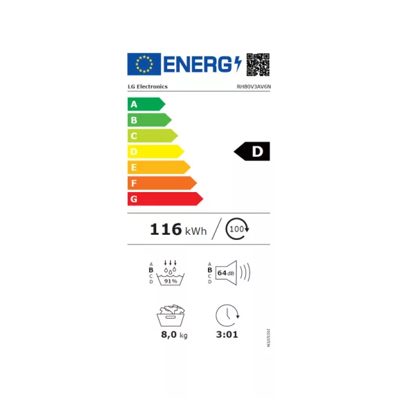 LG RH80V3AV6N Eco Hybrid™ DUAL Inverter Hőszivattyús szárítógép