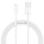 USB töltő- és adatkábel, Lightning, 150 cm, 2400 mA, törésgátlóval, gyorstöltés, PD, Baseus Superior, CALYS-B02, fehér