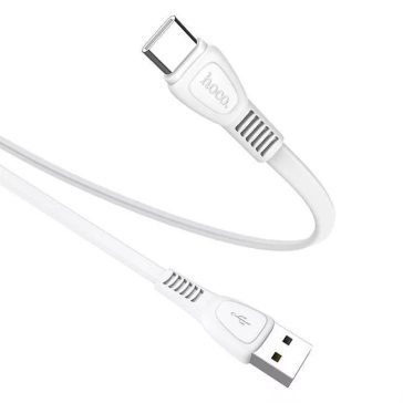   USB töltő- és adatkábel, USB Type-C, 100 cm, 2400 mA, törésgátlóval, lapos, Hoco X40 Noah, fehér