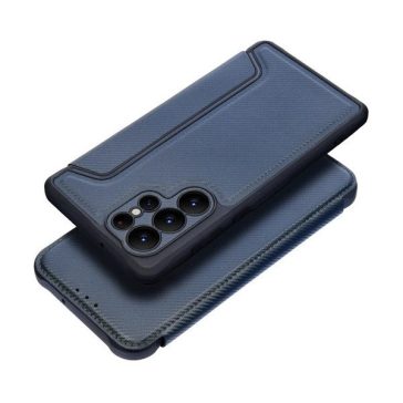   Xiaomi 12 Lite, Oldalra nyíló tok, légpárnás sarok, bőrhatású, karbon minta, Razor Book, kék