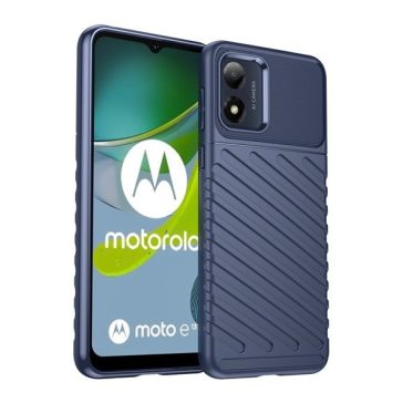   Motorola Moto E13, Szilikon tok, közepesen ütésálló, domború csíkos minta, sötétkék