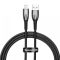 USB töltő- és adatkábel, Lightning, 100 cm, 2400 mA, törésgátlóval, gyorstöltés, Baseus Glimmer, CADH000201, fekete