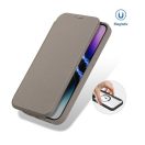 Apple iPhone 15 Pro, Oldalra nyíló tok, stand, közepesen ütésálló, Magsafe kompatibilis, Dux Ducis Skin Pro Magsafe, lila