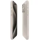 Apple iPhone 15 Pro Max, Szilikon tok, Spigen Liquid Air, háromszög minta, bézs