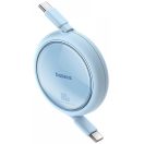 USB Type-C töltő- és adatkábel, USB Type-C, 100 cm, 100W, gyorstöltés, PD, lapos, feltekerhető, Baseus Free2Draw, világoskék