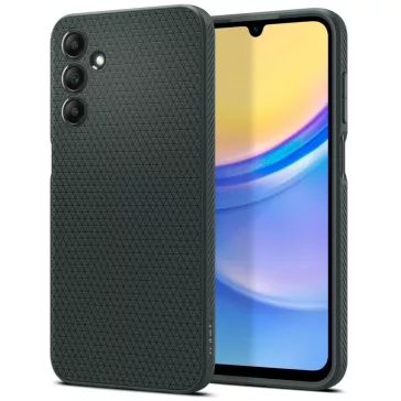   Samsung Galaxy A15 4G / A15 5G SM-A155F / A156B, Szilikon tok, Spigen Liquid Air, háromszög minta, sötétzöld
