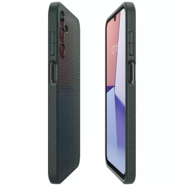   Samsung Galaxy A15 4G / A15 5G SM-A155F / A156B, Szilikon tok, Spigen Liquid Air, háromszög minta, sötétzöld