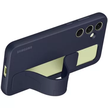   Samsung Galaxy A55 5G SM-A556B, Szilikon tok, matt, beépített szíj, sötétkék, gyári