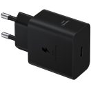 Hálózati töltő adapter, 45W, USB Type-C aljzat, USB Type-C - USB Type-C kábellel, PD, PDO / PPS, gyorstöltés, Samsung, fekete, gyári