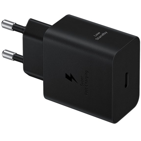 Hálózati töltő adapter, 45W, USB Type-C aljzat, USB Type-C - USB Type-C kábellel, PD, PDO / PPS, gyorstöltés, Samsung, fekete, gyári