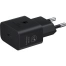 Hálózati töltő adapter, 25W, USB Type-C aljzat, USB Type-C - USB Type-C kábellel, PD, PDO / PPS, GaN, gyorstöltés, Samsung, fekete, gyári