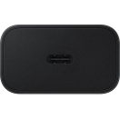 Hálózati töltő adapter, 25W, USB Type-C aljzat, USB Type-C - USB Type-C kábellel, PD, PDO / PPS, GaN, gyorstöltés, Samsung, fekete, gyári