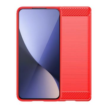   Huawei Honor X6b, Szilikon tok, közepesen ütésálló, szálcsiszolt, karbon minta, piros