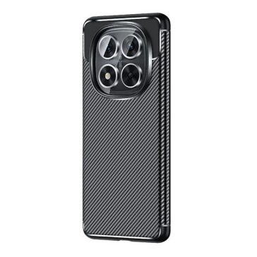   Xiaomi Redmi Note 14 Pro 5G (Global) / Poco X7, Szilikon tok, közepesen ütésálló, légpárnás sarok, karbon minta, fekete