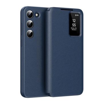   Samsung Galaxy S22 5G SM-S901, Oldalra nyíló tok, hívás mutatóval, kártyatartóval, Smart View Cover, sötétkék