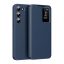 Samsung Galaxy S22 5G SM-S901, Oldalra nyíló tok, hívás mutatóval, kártyatartóval, Smart View Cover, sötétkék
