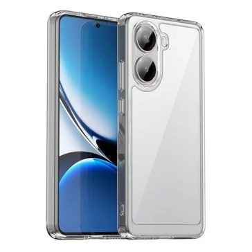   Xiaomi Poco X7 Pro, Műanyag hátlap védőtok + szilikon keret, közepesen ütésálló, átlátszó hátlap, átlátszó