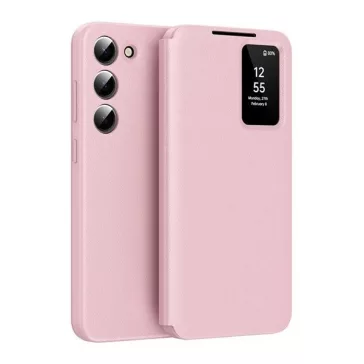   Samsung Galaxy A55 5G SM-A556B, Oldalra nyíló tok, hívás mutatóval, kártyatartóval, Smart View Cover, rózsaszín