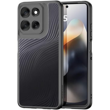   Motorola Moto G56, Műanyag hátlap védőtok + szilikon keret, hullám minta, Dux Ducis Aimo, áttetsző/fekete