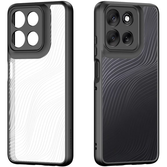 Motorola Moto G56, Műanyag hátlap védőtok + szilikon keret, hullám minta, Dux Ducis Aimo, áttetsző/fekete