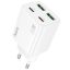 Hálózati töltő adapter, 30W, 2 x USB aljzat, 2 x USB Type-C aljzat, gyorstöltés, PD, GaN, QC 3.0, Hoco N56 Fundador, fehér