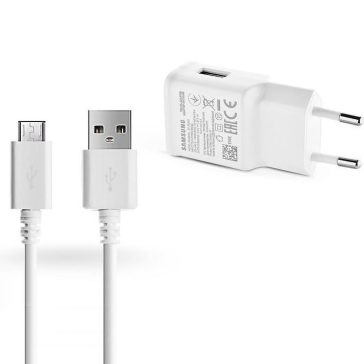   Hálózati töltő adapter, 5V / 2000mA, USB aljzat, microUSB kábellel, gyorstöltés, Samsung, fehér, gyári