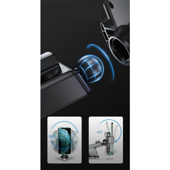 Autós tartó, univerzális, műszerfalra rögzíthető, tapadókorongos, 4 - 6.7"-os készülékekhez, 360°-ban forgatható, teleszkópos, állítható, dönthető, Joyroom JR-OK3, fekete