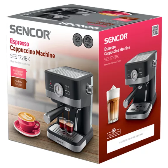 Sencor SES 1721BK Eszpresszó kávéfőző, fekete Sencor SES 1721BK Eszpresszó kávéfőző, fekete