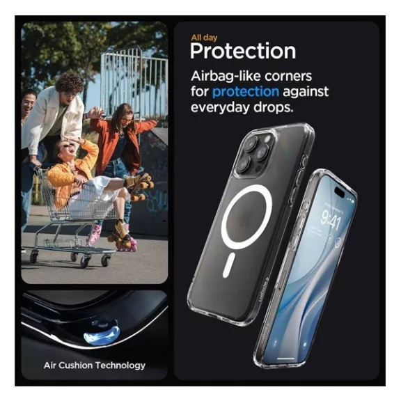 Spigen Ultra Hybrid MagFit Apple iPhone 16 Pro tok, MagSafe, Frost Clear, átlátszó