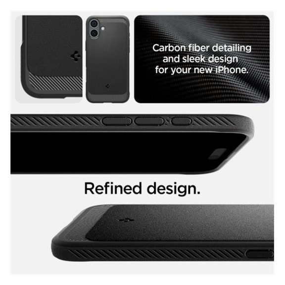 Spigen Rugged Armor MagFit Apple iPhone 16 Plus tok, Matte Black, fekete