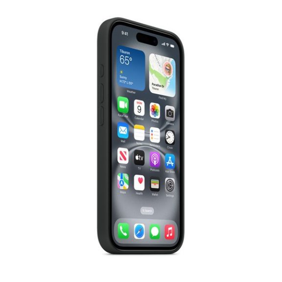 Apple iPhone 16 MagSafe gyári szilikon tok, fekete