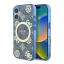 Guess IML Peony On 4G Background iPhone 16 MagSafe kemény hátlap tok, kék GUHMP16SH4PYEEB