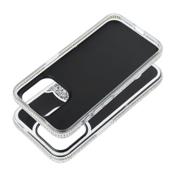 Teddy Bear iPhone 14 Pro csillogó köves tok, ezüst