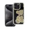 Teddy Bear iPhone 16 Pro Max csillogó köves tok, arany