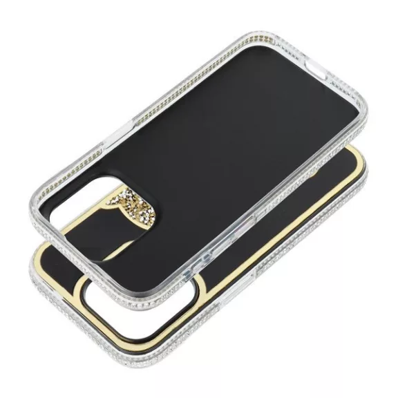 Teddy Bear iPhone 16 Pro Max csillogó köves tok, arany