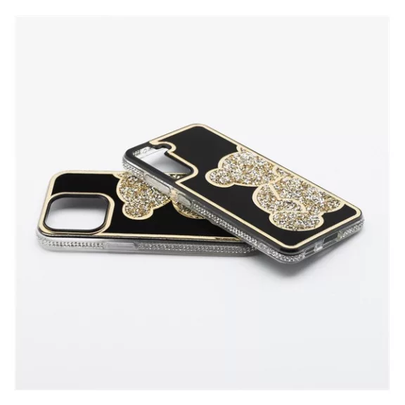 Teddy Bear iPhone 16 Pro Max csillogó köves tok, arany