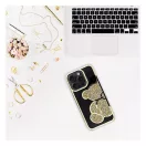 Teddy Bear iPhone 16 Pro Max csillogó köves tok, arany