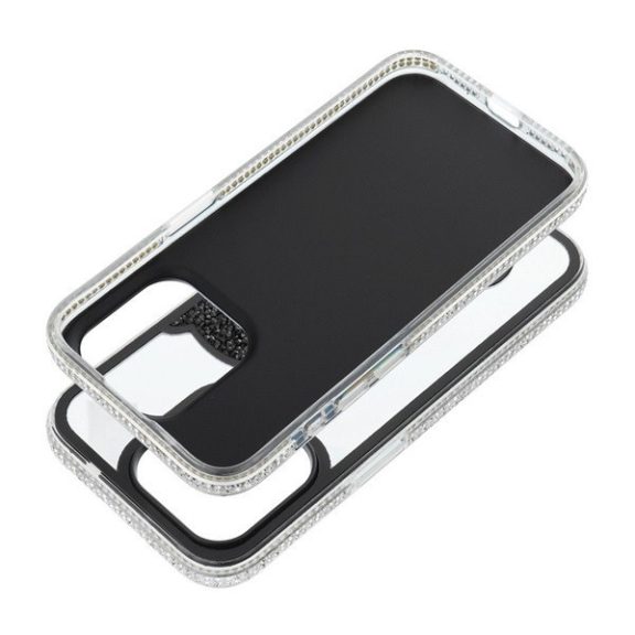 Teddy Bear iPhone 16 Plus csillogó köves tok, fekete