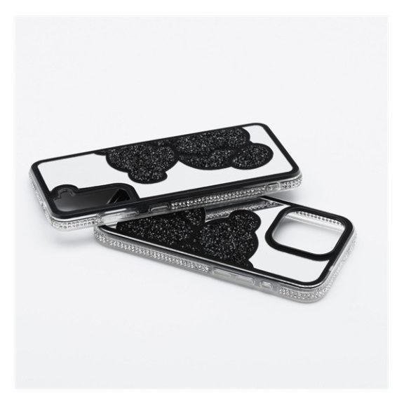 Teddy Bear iPhone 16 Plus csillogó köves tok, fekete