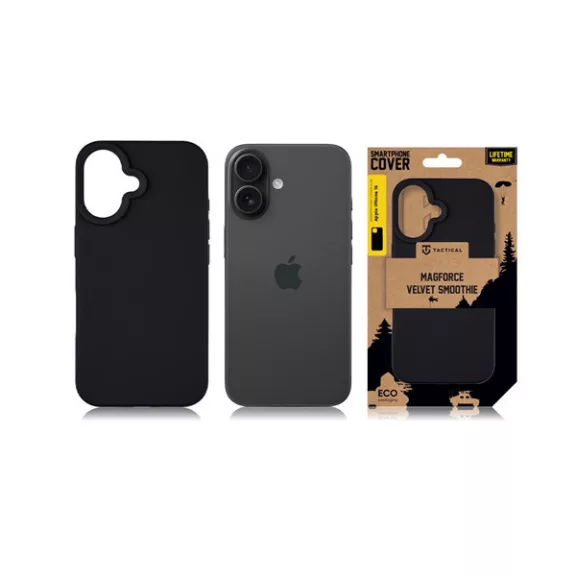 Tactical MagForce Velvet Smoothie Apple iPhone 16 MagSafe tok, Asphalt, fekete