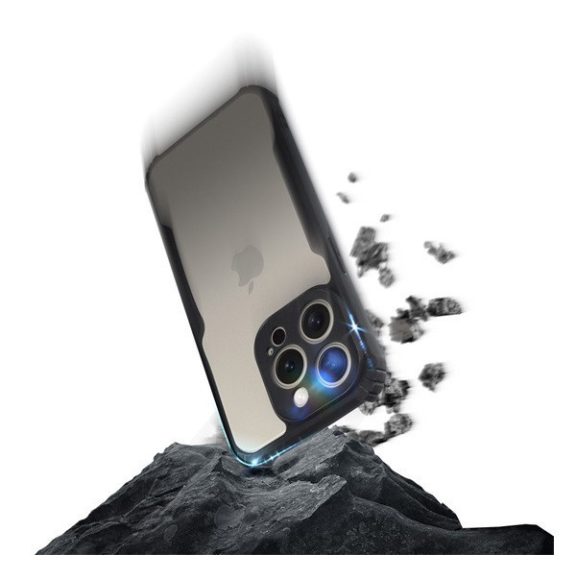 iPhone 16 ütésálló tok erősített peremmel, fekete