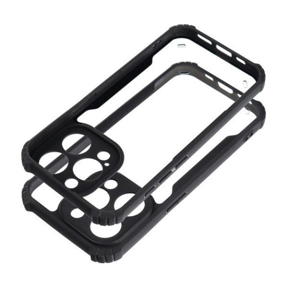 iPhone 16 ütésálló tok erősített peremmel, fekete