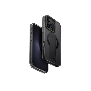  Uniq Heldro Max iPhone 16 Pro MagSafe tok kitámasztóval, fekete/szürke