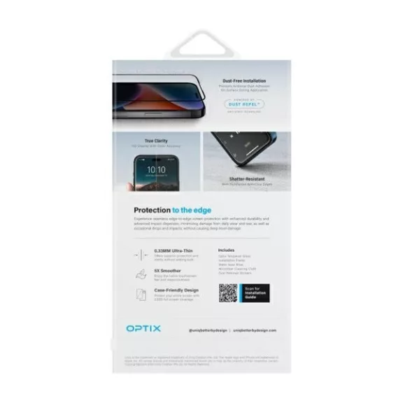Uniq Optix Vivid Clear iPhone 16 Plus tempered glass kijelzővédő fólia, átlátszó