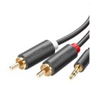 Ugreen AV102 2x RCA (Cinch) jack 3,5 mm-es kábel, 1,5m, fekete